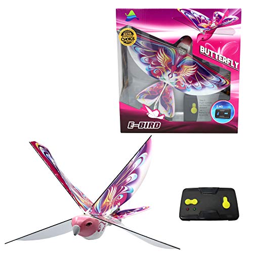 MUKIKIM eBird Pink Butterfly - Flying RC Bird Drone Toy for Kids. Indoor/Outdoor Remote Control Bionic Flapping Wings Bird Helicopter. USB Recharging. Creative Child Preferred Choice Award Winner - Image 1