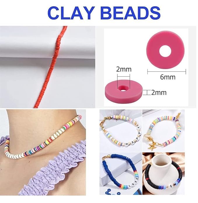 JAMBUVANTI Clay Beads for Jewelry Making 468pcs Kit Color Flat Round Spacer Beads Set for Bracelets Necklace DIY Crafting Supplies - Image 5