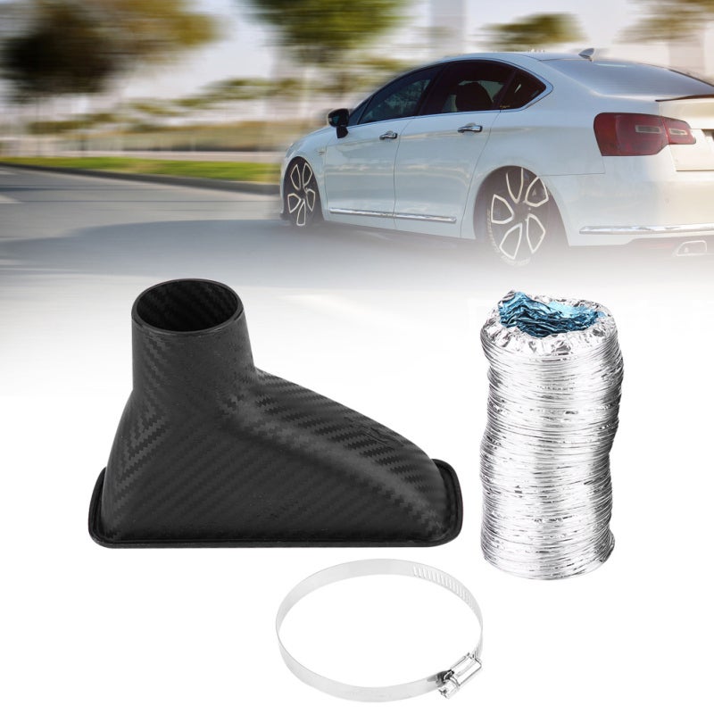 Universal Car Modified Front Bumper Air Intake Turbo Turbine Inlet Pipe Funnel Kit Square - Image 2