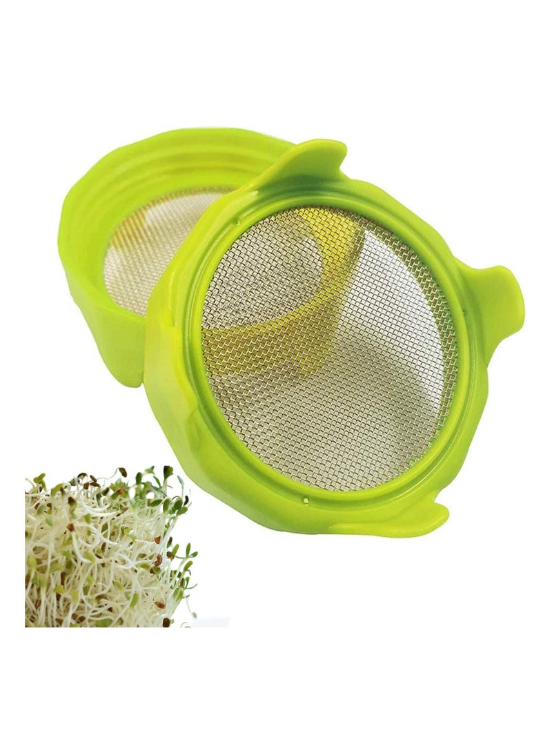 Sprouting lids, Plastic Sprout Lid with Stainless Steel Screen for Wide Mouth Jars, Germination Kit Sprouter Sprout Maker with Stand Water Tray  - Image 1