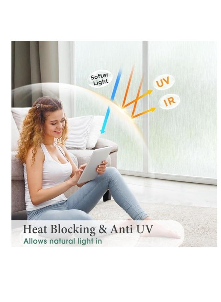 كابتن تيك Window Privacy Film, 45cm*5m Frosted Glass Opaque Self Adhesive Privacy Window Paper, No Glue Anti-UV Window Sticker, Non-Adhesives Static Cling Vinyl Decals for Bathroom Home Office - Image 5