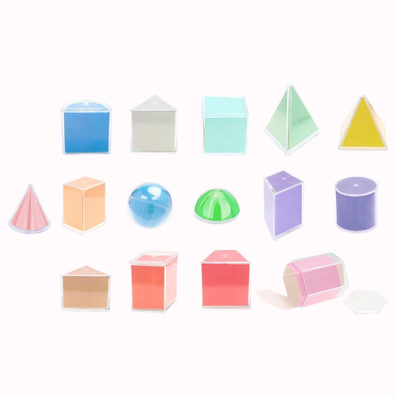 Multicolored 3D Geometric Shapes Math Toys Educational Learning Set - Image 2