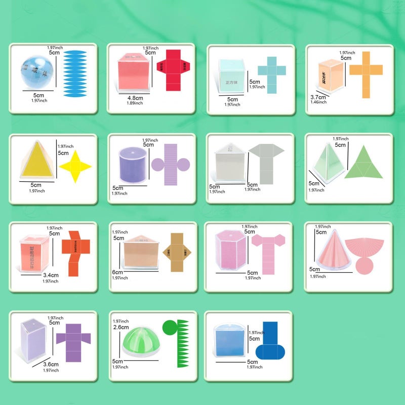 Multicolored 3D Geometric Shapes Math Toys Educational Learning Set - Image 3