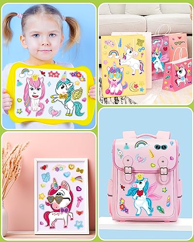 Greingways 24 Pcs Make Your Own Unicorn Sticker Sheet Unicorn Party Favors Face Stickers for Kids Girls Toddlers Crafts Activities Bags Birthday Party Favors Valentines Day Gifts for Kids Classroom - Image 5