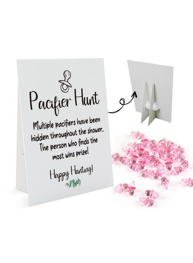 GNATV Baby Pacifier Hunt Baby Shower Games, Gender Reveal Game, 8×10 Sign and 50 Mini Acrylic Pacifier, Favorite Adults Kids Games for Baby Shower Activities, Gender Neutral Boy and Girl BPH01 - Image 1