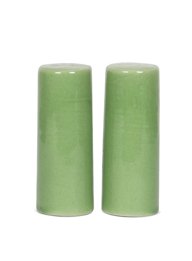 QIMACPLUS Ceramic Salt and Pepper Shakers| Holder for Dining Table|Dispensers for Home & Kitchen Green (Set of 2) - Image 3