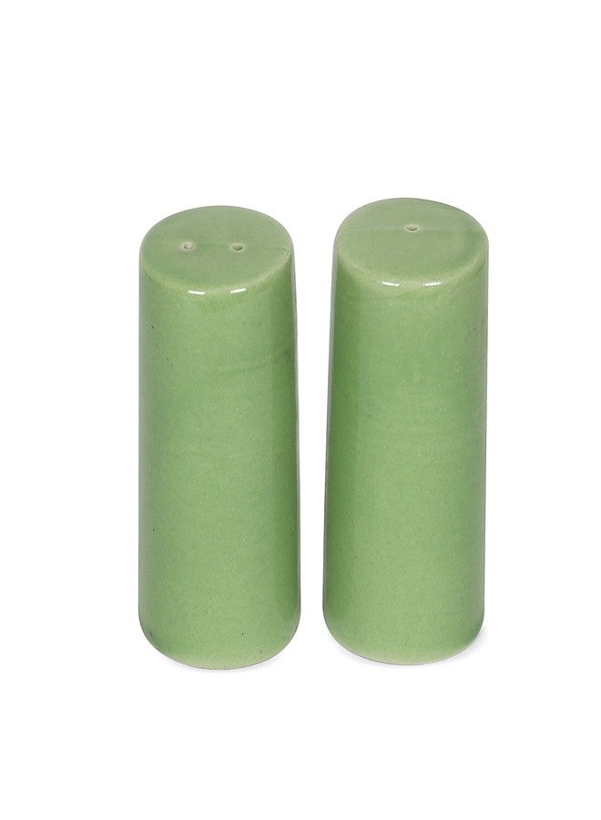 QIMACPLUS Ceramic Salt and Pepper Shakers| Holder for Dining Table|Dispensers for Home & Kitchen Green (Set of 2) - Image 1