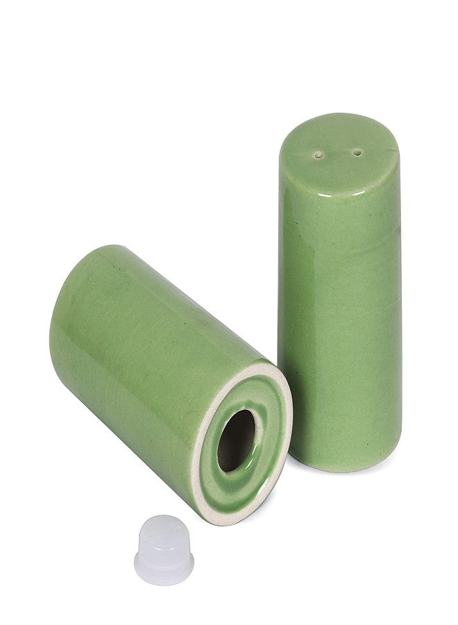 QIMACPLUS Ceramic Salt and Pepper Shakers| Holder for Dining Table|Dispensers for Home & Kitchen Green (Set of 2) - Image 5