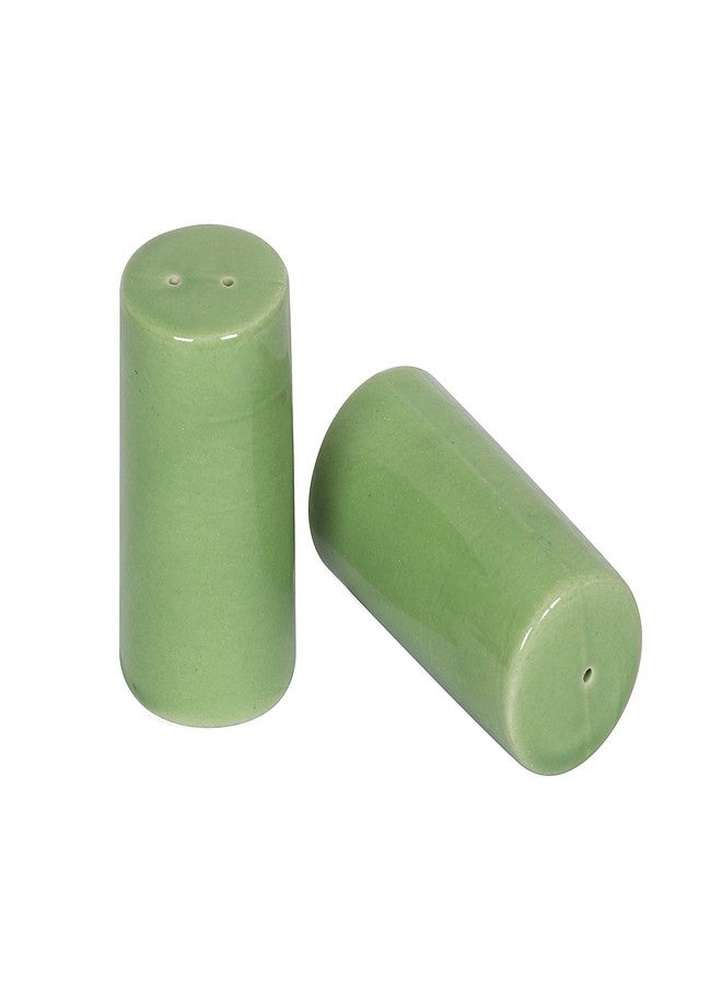 QIMACPLUS Ceramic Salt and Pepper Shakers| Holder for Dining Table|Dispensers for Home & Kitchen Green (Set of 2) - Image 4
