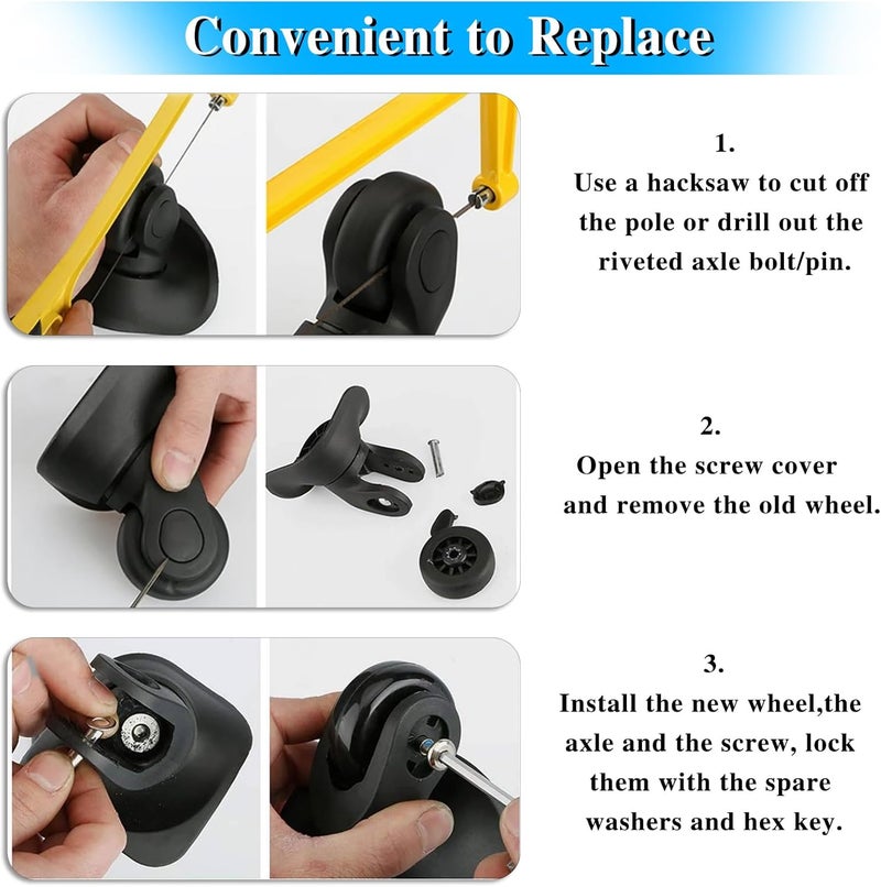 OwnMy 40mm x 18mm Luggage Suitcase Replacement Wheels - Set of 4 Rubber Swivel Caster Wheels with Bearings - Image 5