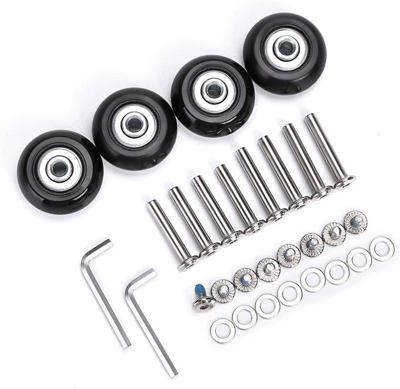 OwnMy 40mm x 18mm Luggage Suitcase Replacement Wheels - Set of 4 Rubber Swivel Caster Wheels with Bearings - Image 1