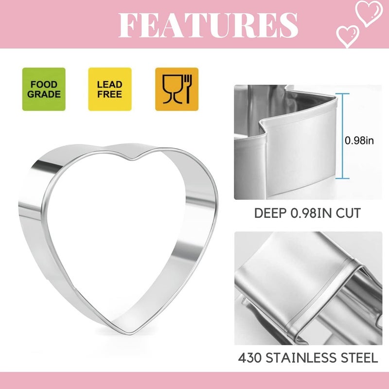 KAISHANE Love Heart Cookie Cutter Set  5 Pieces Stainless Steel Heart Shaped Cookie Cutter Biscuit Pastry Cutter - Image 3