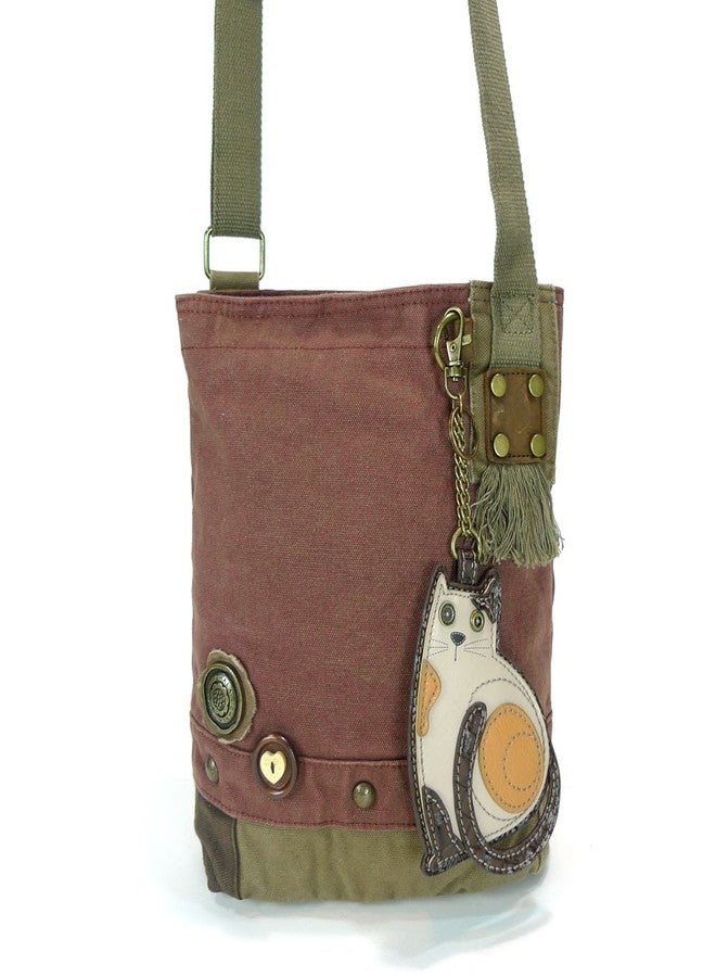 Chala Handbag Patch Crossbody LAZZY CAT Mauve Purple Violet Bag Canvas - Image 2