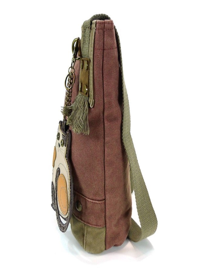 Chala Handbag Patch Crossbody LAZZY CAT Mauve Purple Violet Bag Canvas - Image 4