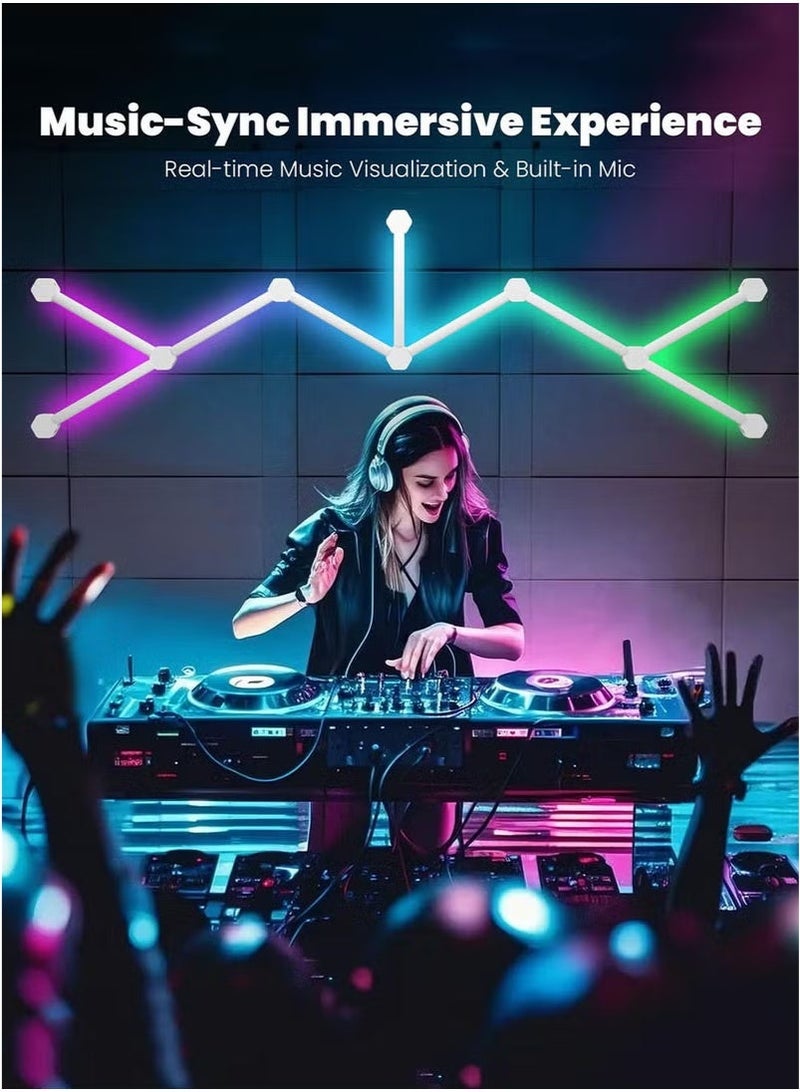 والالا 9 خطوط إضاءة LED، خطوط إضاءة حائط LED ذكية، 16 مليون لون LED، قابلة للتعتيم، مزامنة الموسيقى، غرفة الألعاب، غرفة النوم، ديكور حائط المنزل LED، مجموعة أشرطة إضاءة تعمل بالبلوتوث، إضاءة حائط ذكية بلاستيكية متعددة الألوان - Image 3