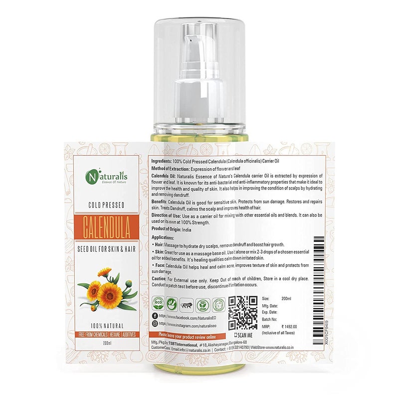 Naturalis Essence Of Nature Calendula Carrier Oil For Skin Care  Hair Care 200 Ml - Image 2