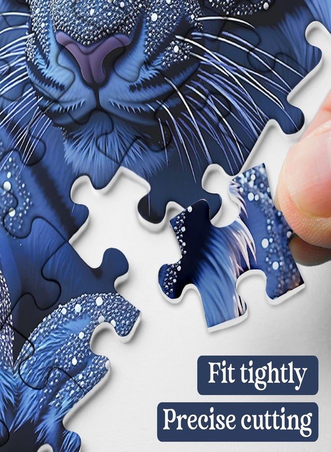 PPuzzling White Tiger Puzzles for Adults 1000 Pieces, Glowing Blue Forest Scene Jigsaw Puzzles, Fantasy Wildlife Animal Puzzle - Image 3