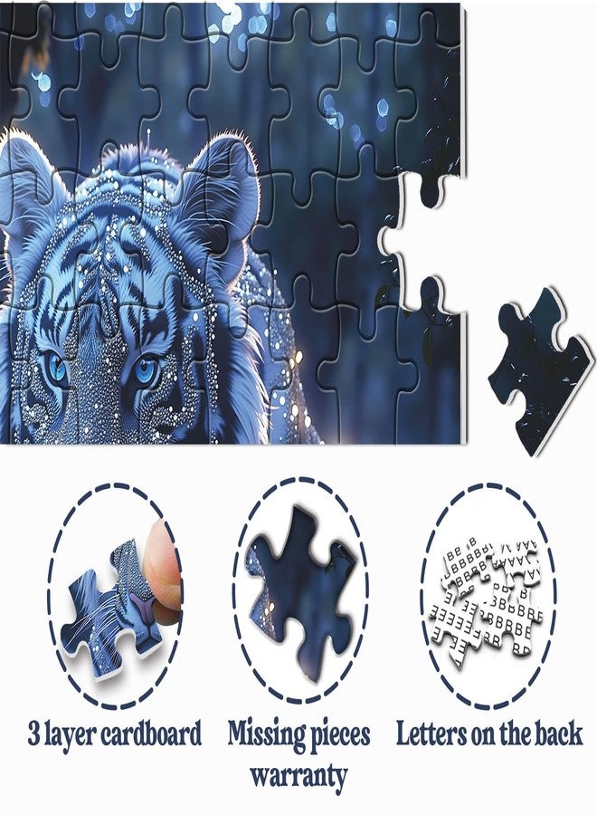 PPuzzling White Tiger Puzzles for Adults 1000 Pieces, Glowing Blue Forest Scene Jigsaw Puzzles, Fantasy Wildlife Animal Puzzle - Image 5