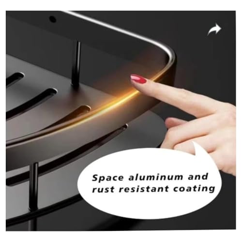 SUBATHRA Bathroom Corner Shelf Wall Mount | No-Drill Adhesive Corner Rack | Space-Saving Bathroom Organiser (Pack of 2, Black) - Image 4