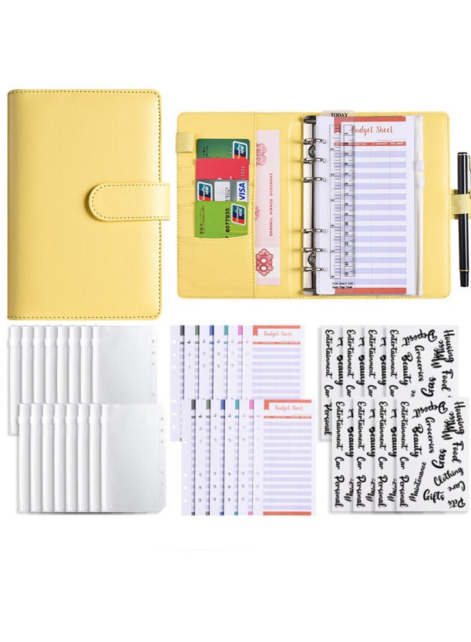 Start A6 Binder Creative Notebook Zipper Bag Macaron Pu Leather Loose-leaf Book Cash Budget Hand Book - Image 1