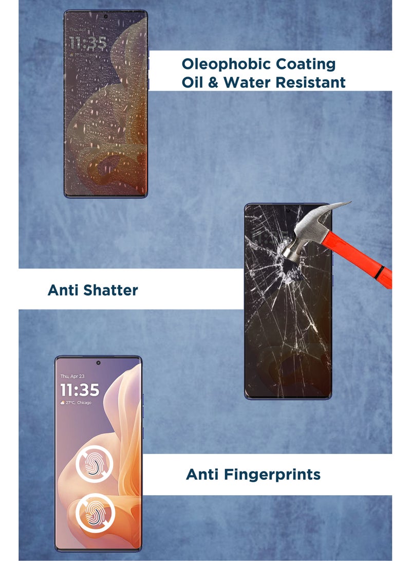For Motorola Moto G85 - Full Glue Tempered Glass Screen Protector - Delicate Touch , Higher Transparency , Easy to Install ,Anti-scratch and Bubble-free Screen Protector - Black - Image 4