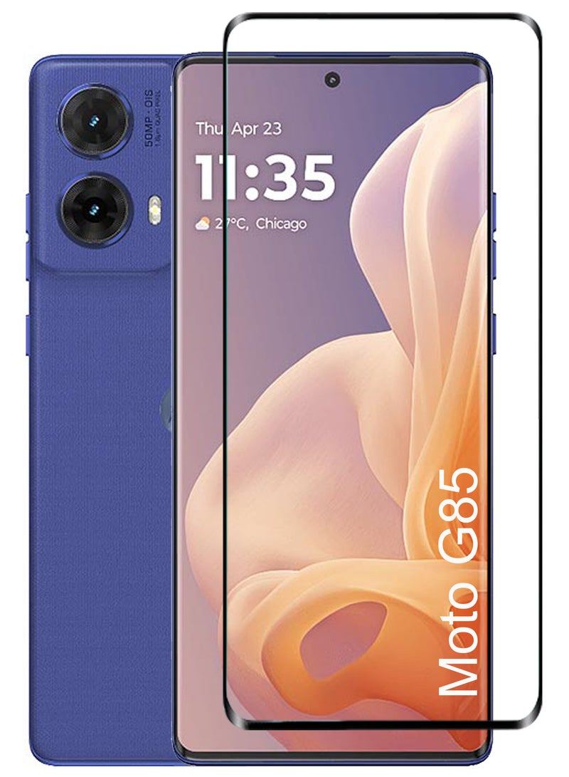 For Motorola Moto G85 - Full Glue Tempered Glass Screen Protector - Delicate Touch , Higher Transparency , Easy to Install ,Anti-scratch and Bubble-free Screen Protector - Black - Image 1