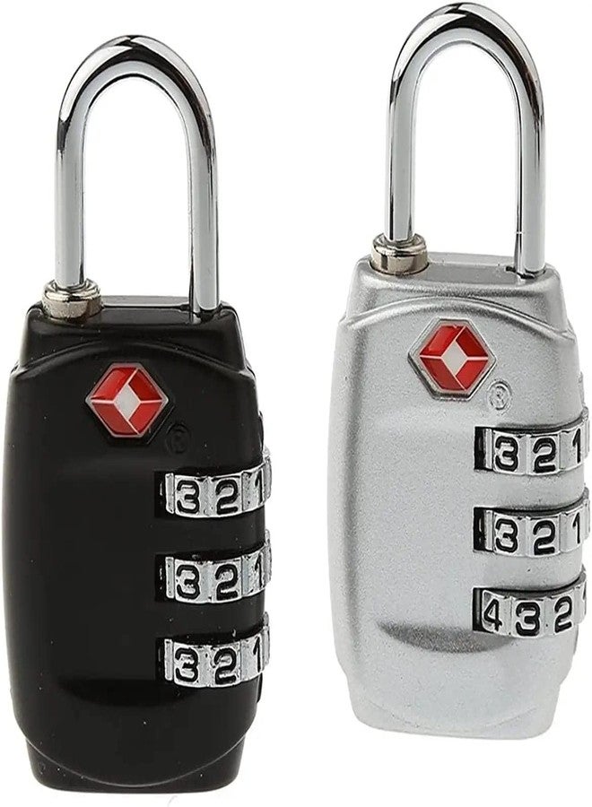 HELLARO Pack of 1 Metal TSA Approved Lock 3 Digit for Luggage Bag International Number Password Travel Locks Multicolored Black_S1_TSA_Lock_332_Black (Pack of 2) - Image 1
