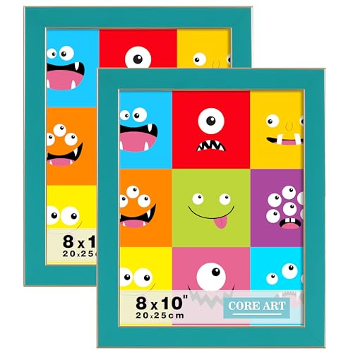 CORE ART 8x10 Picture Frames Turquoise Blue, 8 by 10 Colorful Photo Frame with HD Plexiglass, Wall or Tabletop Display, Set of 2 - Image 1