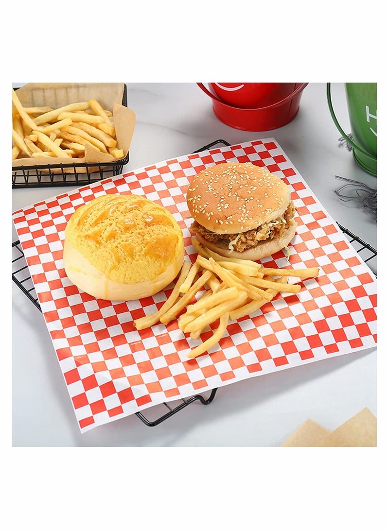 SOLARAE 100 Sheets Disposable Greaseproof Paper Sheets Sandwich Wrap Paper for French Fries Burgers Cakes, Concession Stand, Carnival, Party, Cheese, Basket Liner, Fast Food, Deli Paper Sheets - Image 3