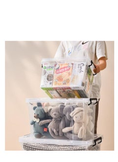 Golden Plastic Storage Box Clear Plastic Storage Box With Lid Organize Your Home and Kitchen items with  Organizer Box Storage Moving Boxes For Toys, Books, Snacks, Shoes 52.5L x 38H x 32.5W  - Image 5