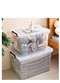 Golden Plastic Storage Box Clear Plastic Storage Box With Lid Organize Your Home and Kitchen items with  Organizer Box Storage Moving Boxes For Toys, Books, Snacks, Shoes 52.5L x 38H x 32.5W  - Image 2