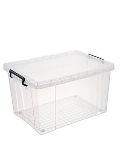 Golden Plastic Storage Box Clear Plastic Storage Box With Lid Organize Your Home and Kitchen items with  Organizer Box Storage Moving Boxes For Toys, Books, Snacks, Shoes 52.5L x 38H x 32.5W  - Image 1