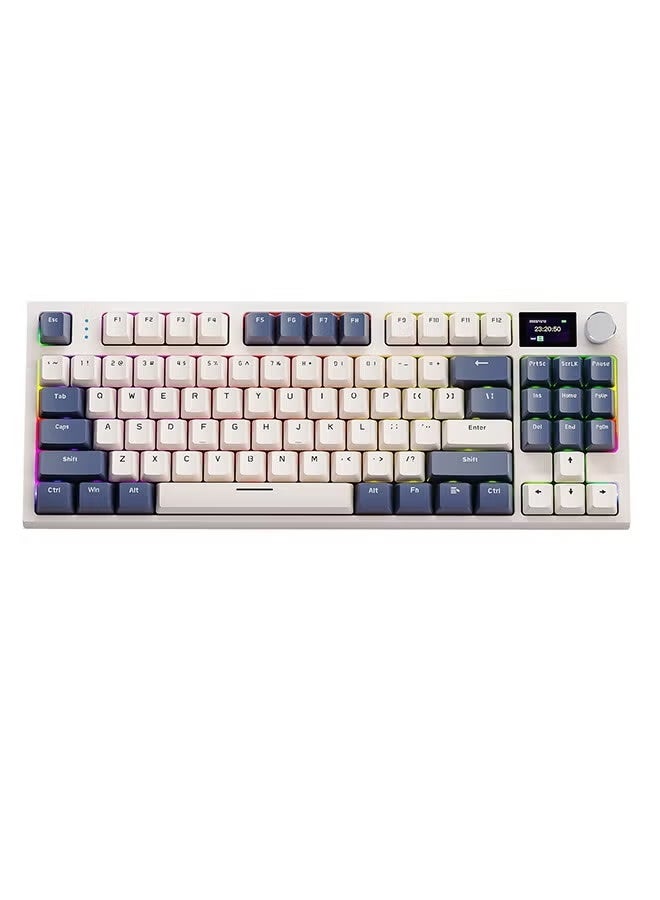 لوحة مفاتيح RHKB-11 K86 RGB اللاسلكية الميكانيكية بنسبة 75%، تدعم تقنية بلوتوث 5.0/2.4 جيجا هرتز/USB-C ثلاثية الأوضاع، 87 مفتاحًا قابلة للتبديل السريع، مزودة بمقبض وشاشة TFT للألعاب - Image 1