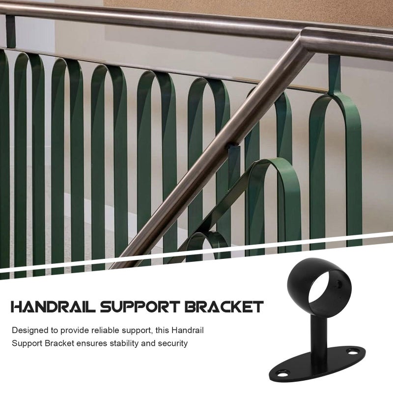 Stainless Steel Stair Handrail Bracket 33mm Black Straight Sleeve Support Indoor Outdoor - Image 4