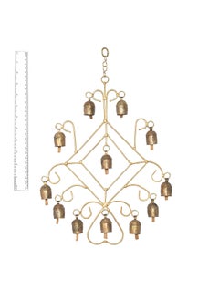 Ethnics of Kutch Ethnics of Kutch Hand Made Metal Bells Wrought Iron CopperZinc Coated Home Dcor Chimes Cow Bell Frame 12 Bells 43 cms Length Colour Copper BEL0040  - Image 4