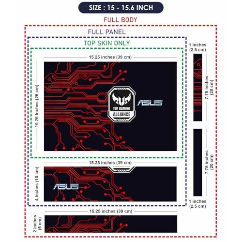 Techfit Full Body Laptop Skin Upto 15.6 inch Sticker Compatible for Dell/HP/Lenovo/Acer/Asus All Laptop Size Upto 14 to 15.6 Inch - ASUS TUF Red Circuit Design - Image 5