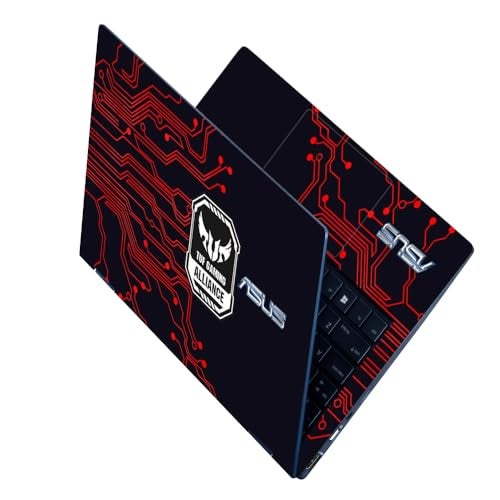 Techfit Full Body Laptop Skin Upto 15.6 inch Sticker Compatible for Dell/HP/Lenovo/Acer/Asus All Laptop Size Upto 14 to 15.6 Inch - ASUS TUF Red Circuit Design - Image 1
