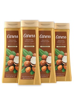 Caress Caress Body Wash for Women, Shea Butter & Brown Sugar, Hydrating and Exfoliating Shower Gel for Gorgeous Radiant Skin, 20 fl oz, 4 Pack  - Image 1