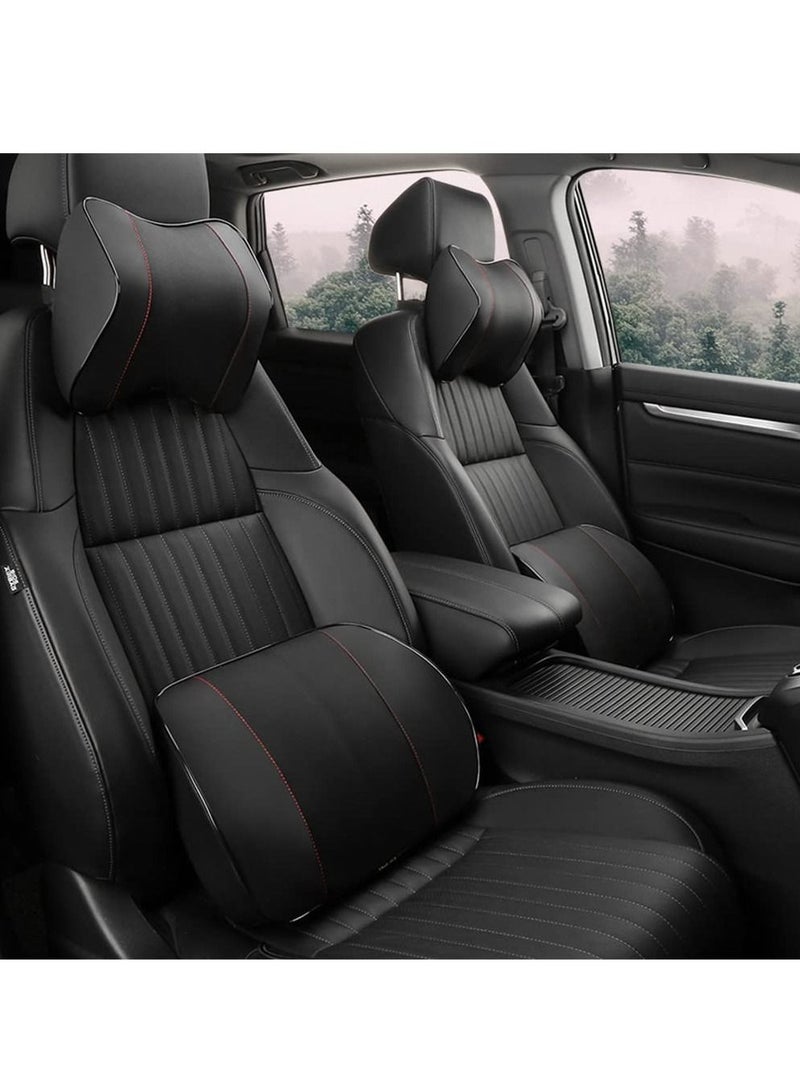 SYOSI SYOSI Car Seat Headrest Neck Rest Cushion and Lumbar Support Pillow, Memory Foam Ergonomic Seat Cushion for Car Seats Office Chairs, Relieve Driving Fatigue, Improve Posture (Black) - Image 1