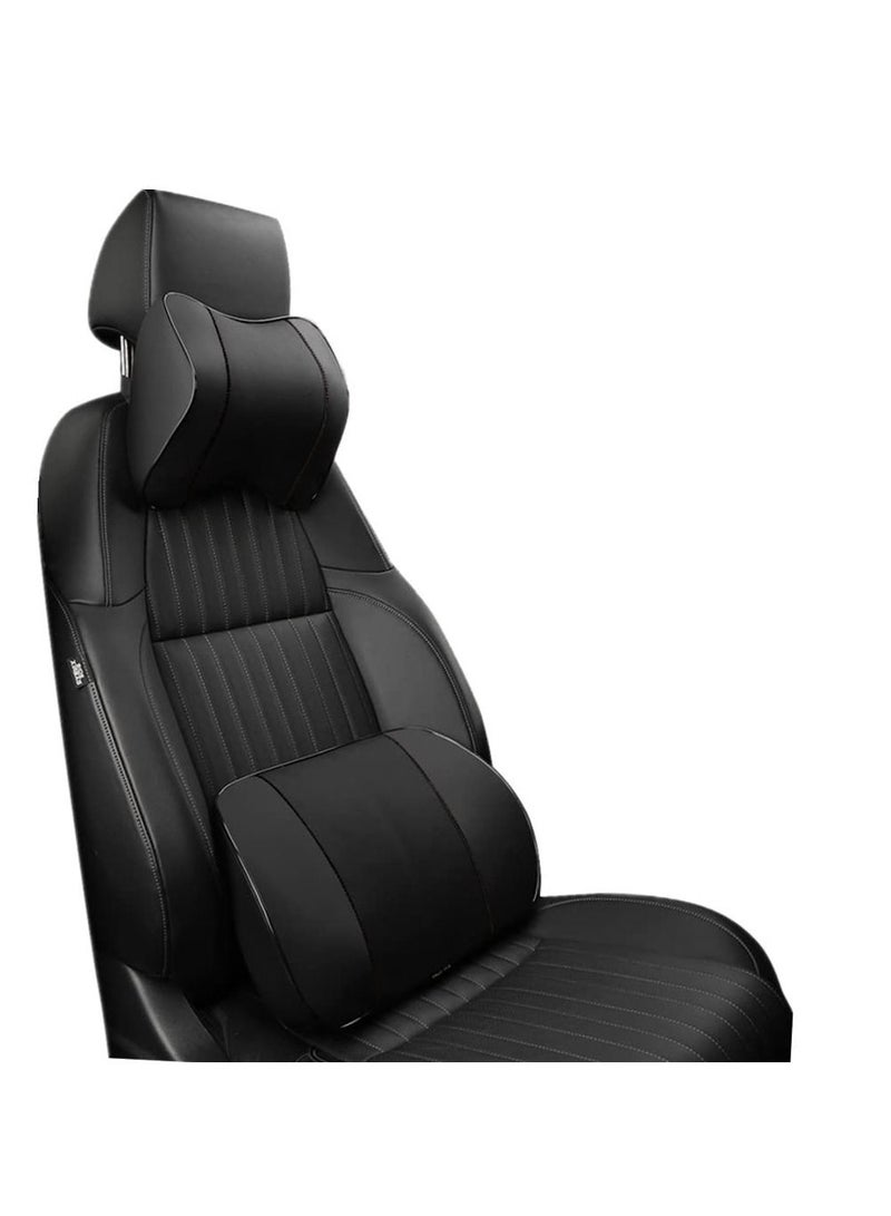 SYOSI SYOSI Car Seat Headrest Neck Rest Cushion and Lumbar Support Pillow, Memory Foam Ergonomic Seat Cushion for Car Seats Office Chairs, Relieve Driving Fatigue, Improve Posture (Black) - Image 2