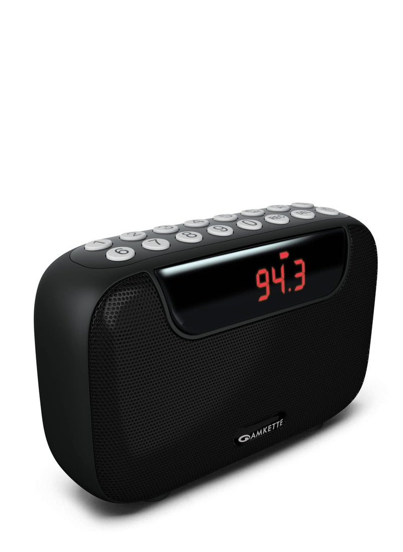 Amkette - Amkette Pocket Blast FM Radio with Bluetooth Speaker with Powerful Sound Voice FM Recording Hidden Antenna more than 7 Hours Playback and Number Pad Black - Image 1
