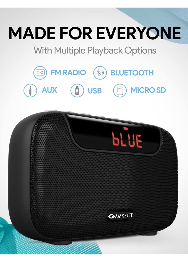 Amkette - Amkette Pocket Blast FM Radio with Bluetooth Speaker with Powerful Sound Voice FM Recording Hidden Antenna more than 7 Hours Playback and Number Pad Black - Image 1