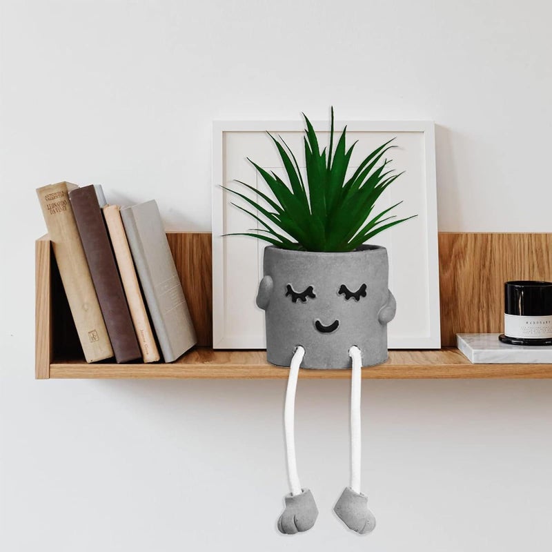 Zerzsy Zerzsy Artificialplant Succulents in Cement Pots with Hanging Leg  Kitchen Shelf Decor Bathroom Shelf Decor Shelf Decor Accents Office Wall Decor - Set of 1  - Image 4