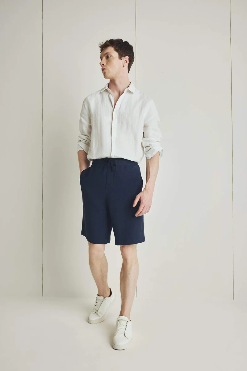 ديفاكتو Relax Fit Summer Linen Blend Shorts