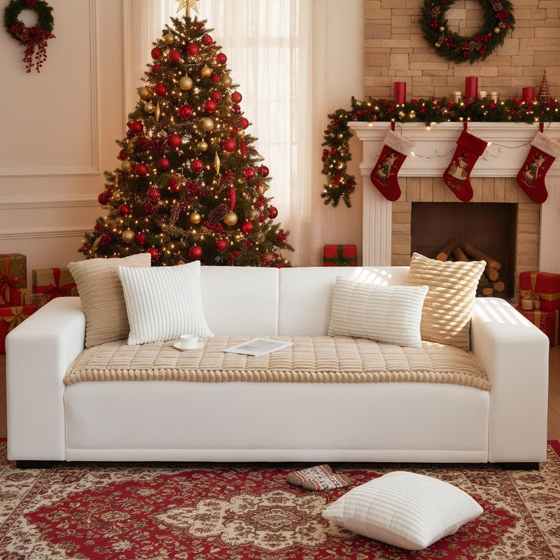 LiveGo Fuzzy Couch Covers for Pets Couch Protector for Dogs Garden Chic Cotton Protective Couch Cover Pet Mat Bed Couch Cover Milky Coffee 70x180 cm276x709 in