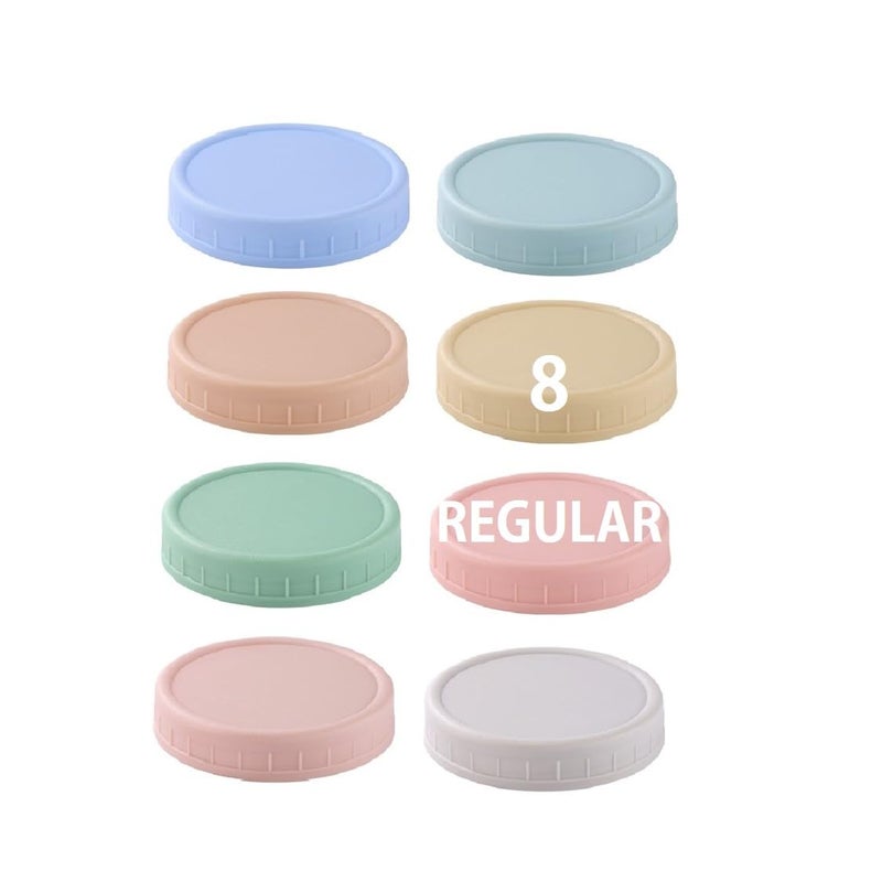WeiShi 8 Pack Regular Mouth Plastic Mason Jar Lids for Ball, Kerr and More, 70mm Colored Canning Tops with Silicone Rings, Food Grade & Leak-proof - Image 1