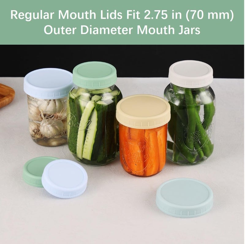 WeiShi 8 Pack Regular Mouth Plastic Mason Jar Lids for Ball, Kerr and More, 70mm Colored Canning Tops with Silicone Rings, Food Grade & Leak-proof - Image 3