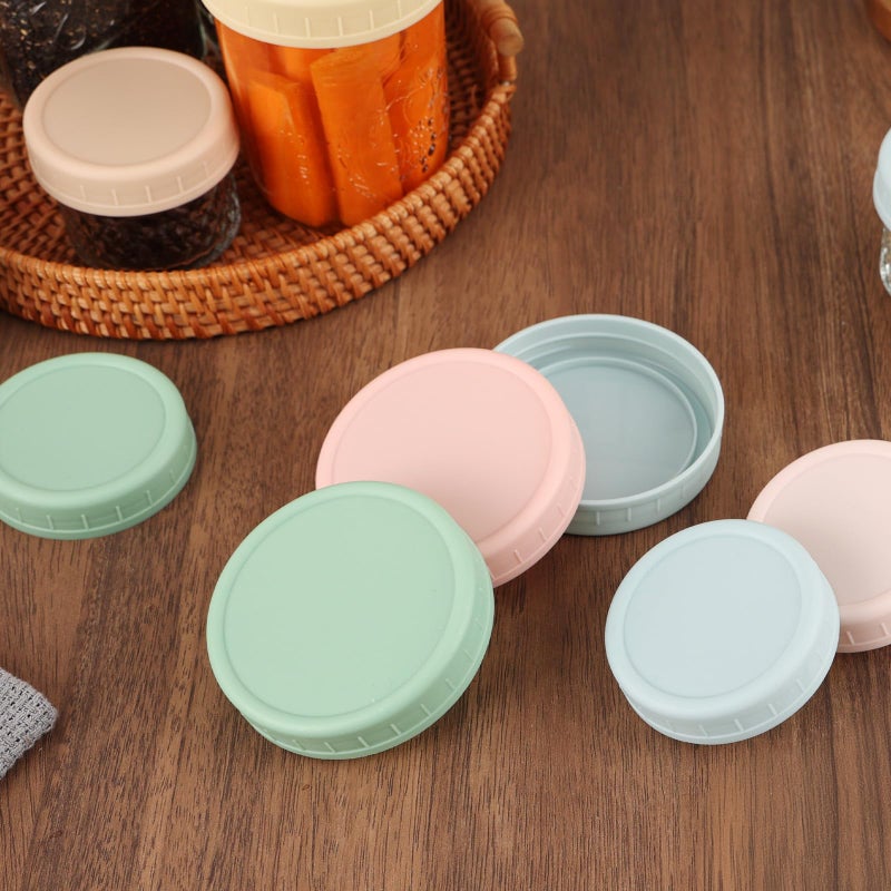 WeiShi 8 Pack Regular Mouth Plastic Mason Jar Lids for Ball, Kerr and More, 70mm Colored Canning Tops with Silicone Rings, Food Grade & Leak-proof - Image 4