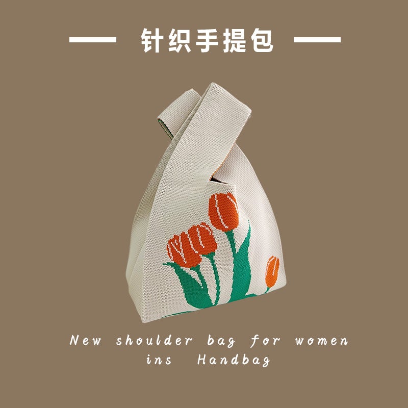 Knitted Bag Hand Gift Bag Handbag Rabbit Handbag Ins Large Capacity Gift Bag Hand Bag Wrist - Image 4