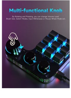 Excefore 9-Keys USB Mini Macro Mechanical Gaming Keyboard, 3 Knobs One Handed USB PC Keypad, Full-RGB, Wired Mode Programmable Keys Support NKRO, Hotkeys, One-Click Start (Black-Wired -2nd Gen.)  - Image 3
